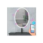 60x80(h) cm Bluetoothlu Buğu Çözücülü Dokunmatik Işıklı Ledli Oval Banyo Aynası