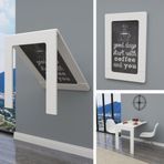 60x90 cm Oval Köşeli Çerçeveli Masa Duvara Monte Kırma Katlanır Masa (Mat Beyaz)