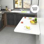 60x90 Cm Oval Köşeli Mat Beyaz Duvara Monte Kırma Katlanır Masa