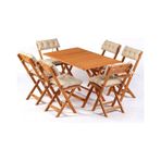 6+1 Minderli Balkon Bahçe Mutfak Bistro Set Katlanır Masa-sandalye Ahşap