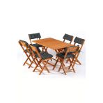6+1 Minderli Balkon Bahçe Mutfak Bistro Set Katlanır Masa-Sandalye - Antrasit