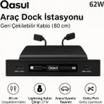 62W–TESLA Model 3/y/s/x Uyumlu, Usb-A + Usb-C,80 cm Geri Çekilebilir Kablolu Araç Şarj Istasyonu - TESLA ARAÇ İÇİ ŞARJ