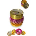 63MM Zarlı Kapak Pembe Altın Premium 4 Katmanlı Grinder Manuel Kahve Baharat Öğütücü Parçalayıcı