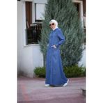 6463-DENIM Kapşonlu Ferace Koyu Mavi - 42