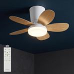 64cm Modern Goes Uzaktan Kumandalı 5 Kanatlı Tavan Vantilatörü Ve Led Lamba Işık 42W Beyaz-Meşe