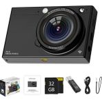 64MP 4K Dijital Fotoğraf Makinesi - 28X Zum & Güzellik Filtreleri - 32GB Sd Kart Hediye - Siyah