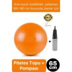 65 cm Yoga Pilates Topu ve Şişirme Pompası Hediye Denge Egzersiz Aerobik Jimnastik Reformer Spor Set