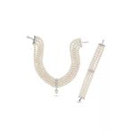 6,5 Mm Choker Zirkon Taşlı Doğal İnci Kolye Bileklik İkili Set