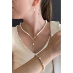 6,5 Mm Sonsuzluk Taşlı Doğal İnci Küpe Kolye Bileklik Üçlü Set