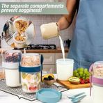 650 Ml -Go Kaşıklı Hazneli Meyveli Müsli Kabı Piknik Iş Yoğurt Süt Bardağı Kapaklı Kaşıklı Kahvaltı Bardakları, Tahıl Tepesi Yulaf Ezmesi Granola (Turkuaz)