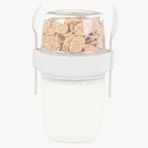 650 Ml Take-Go Kaşıklı Hazneli Meyveli Müsli Kabı Piknik Iş Yoğurt Süt Bardağı Kapaklı Kaşıklı Kahvaltı Bardakları, Tahıl Tepesi Yulaf Ezmesi Granola (Beyaz)