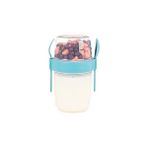 650 ml Take-Go Kaşıklı Hazneli Meyveli Müsli Kabı Piknik Iş Yoğurt Süt Bardağı Kapaklı ve Kaşıklı K - 0 - 99 ml