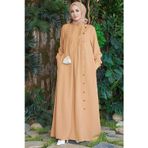 6508-Berlin Yandan Düğmeli Ferace Camel