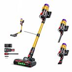 650W Şarjlı Dikey Süpürge 40kPa Güçlü Emiş – Şarjlı Süpürge, Fırçasız Motor, LED Yeşil Lazer Işık, Bükülebilir Mafsal, Görünmeyen Tozlar İçin Güçlü Temizlik