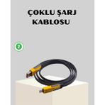 65W Çoklu Şarj Kablosu 4’ü 1 Arada Örgülü Hızlı Veri Aktarım Usb-C Usb-A ( Lisinya )