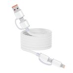 65W Spiral Magnetik Örgülü Tasarım 4in1 Usb-A+Type-C to Type-C+Lighting Şarj Kablosu 1M T33492 Beyaz