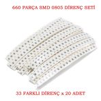 660 Parça Direnç Seti - 0.125W 0805 SMD - 33 Farklı Direnç Seti 20 Adet