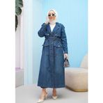 6625-Reglan kollu Trençkot Koyu Mavi
