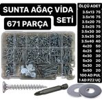 671 Adet Sunta Ağaç Vidası Pul Ve Uç Seti