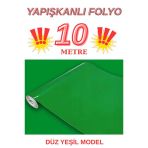 67Cm X 10 Metre 1 Adet Yapışkanlı Rulo Düz Yeşil Renk Model Mutfak Duvar Kaplama Folyosu Kağıdı