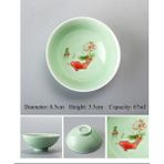 67MLX1 Çin Longquan Seladon Porselen Çin Çay Bardağı ve Tabağı Çay Altın Balık ile Kase 60 ml Seladonlar Crackle Çay Bardağı (Yurt Dışından) - 1 Adet - Renkli - 1 lt
