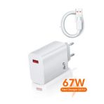 67W Hızlı Şarj Cihazı Aleti 6A Kablo/Adaptör Seti Type C USB Xiaomi Redmi Samsung Uyumlu Duvar Tipi