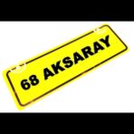 68 AKSARAY Yazılı Sarı Dekor Plaka Sök Tak Pratik yeni nesil