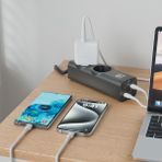 6in1 Gan 67W Masaüstü Akıllı Güç Ünitesi | 3 Type-C + 1 Usb-A + 2 Ac Priz | Pd & Qc Hızlı Şarj Destekli Çoklu Akıllı Adaptör | Laptop, Telefon, Tablet Uyumlu