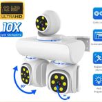 6K 12Mp 10X Zoom Üç Lensli Wıfı Güvenlik Kamerası Ptz Su Geçirmez İki Yönlü İnterkom Hareket Sensörlü