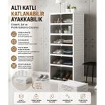 6katlı Katlanabilir Portatif Büyük Boy Kapasiteli Taşınabilir Organizer Ayakkabı Düzenleyici - Beyaz