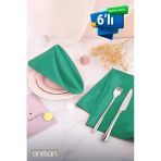 6’Lı %100 Pamuk Kumaş Peçete Yeşil 50X50 Cm Mutfak Bezi Sofra Sunum Servis Peçetesi