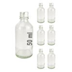 6’lı 50 ml Gümüş Metal Kapaklı Cam Zencefil Shot Şişesi Söz Nişan Hediyelik Kolonya Şişesi C1-1-149