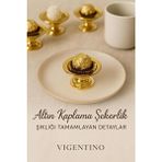 6'lı Abs Dekoratif Gold Kaplama Şekerlik Kase 6'lı Makaronluk Kahve Yanı Sunumluk Lokumluk - 8 ml