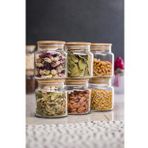 6'lı Bambu Kapaklı Cam Kavanoz & Baharat Takımı & Baharatlık Seti 500 ML ( Vakum Kapak )
