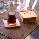 6Li Bambu Kare Cay Tabagi Seti Bardak Altligi