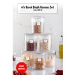 6'Li Barok Yuvarlak Buyuk Kavanoz Seti & Saklama Kabi & Erzak Kabi (6*2000 Ml)