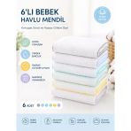 6'Lı Bebek Ağız Mendili Ve Ter Havlusu Paket Düz Mavi 1071