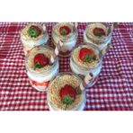 6'lı Cam Magnolya Bardağı Kavanozu Magnolia Puding Renkli Kapaklı Tatlı Cup Kase Seti - Metal Gold - 330 ml