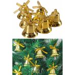 6lı Çan Süs 4cm Altın Sarısı Kurdeleli Zil Gold Yılbaşı Çam Ağacı