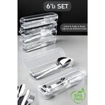 6'lı Çatal Bıçak Kaşık Takımı Saklama Kutusu Seti - Çeyizlik Organizer Düzenleyici Saklama Kabı - Beyaz - 249 ml