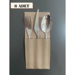 6'lı Çatal Bıçak Kılıfı - Açık Kahverengi - 8 x 13 cm