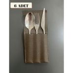 6'lı Çatal Bıçak Kılıfı - Kahverengi - 8 x 13 cm