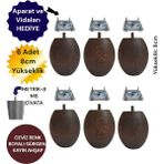 6'lı Ceviz Renk Ahşap Koltuk Ayağı Tv Ünitesi Ayağı Baza Ayağı Uzunluk:8cm/çap:7cm 3301000000880