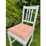 6lı Ekose Turuncu Sandalye Minderi-Dekoratif Minder Seti-40x40cm Kare Sandalye Minderi-Sırt Minderi
