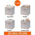6'lı Gri Puantiyeli Katlanabilir Dolap Içi Saklama Kutuları 30X30X30CM - Antrasit - Seçenek 1