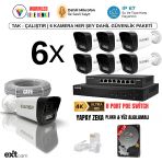 6'Lı Ip Kamera-Poeli-5Mp-Ultra Hd-4K 1920 Çözünürlük-Sesli-Gece Renkli Görüş-İnsan Ve Plaka Algılamalı Set