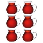 6'lı Keyfi Ala Borosilikat Cam Kulplu Çay Bardağı 220ML Bardak - Şeffaf - 220 ml