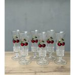 6lı Kirazlı Flüt Bardak Seti - Kırmızı - 100 ml