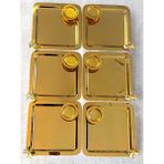 6'lı Lüks Kare Gold Kelebekli Servis Tepsisi ve Lokumluk,çay ,kahve Ikramlık Sunum Tepsisi 12'li Set