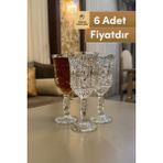 6’lı Lüks Kristal Desenli Ayaklı Cam Bardak, 150 Ml, Şık Sunumlar Için - Seçenek 1
